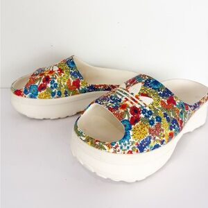 Adidas x Liberty London Adifom Floral Print Platform Slides Size 11